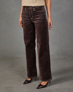 Rust Ballad Flocked Velvet Mid Rise Wide Leg Jeans