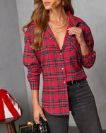 Maple Muse Plaid Button Up Top