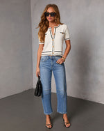 Harbor Club Contrast Trim Sweater Top