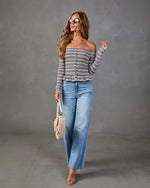 Waverlie Striped Peplum Hem Top