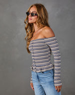 Waverlie Striped Peplum Hem Top