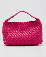 Fuchsia % Fiah Textured Woven Vegan Leather Bag-2