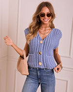 Blue % After Winter Sleeveless Ribbed Knit Sweater-5