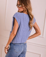 Blue % After Winter Sleeveless Ribbed Knit Sweater-4