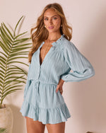Salty Breeze Pleated Drawstring Waist Romper