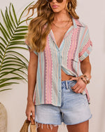 Palmelle Striped Button Down Top