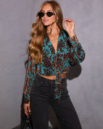 Golden Hour Front Tie Floral Blouse