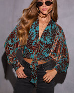 Golden Hour Front Tie Floral Blouse