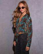 Golden Hour Front Tie Floral Blouse