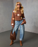 Garden Crest Embroidered Knit Floral Sweater