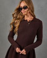 Warm Company Knit Collared Mini Dress