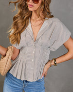 Loose Light Striped Pintuck Top