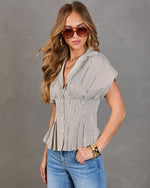 Loose Light Striped Pintuck Top