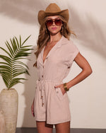 Poolside Lagoon Striped Drawstring Waist Tie Romper