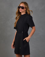 Layover Lounge Drawstring Waist Soft Form Mini Dress