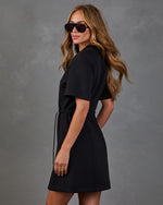 Layover Lounge Drawstring Waist Soft Form Mini Dress