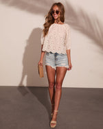 Casual Charm Cotton Floral Eyelet Top