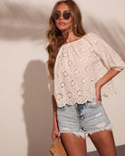 Casual Charm Cotton Floral Eyelet Top