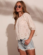 Casual Charm Cotton Floral Eyelet Top