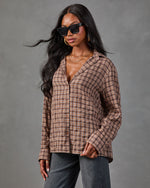 Neminah Cotton Plaid Button Down Top