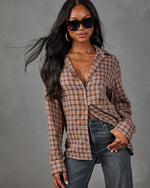 Neminah Cotton Plaid Button Down Top