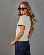 Plot Twist Knit Contrast Trim Short Sleeve Top