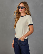 Plot Twist Knit Contrast Trim Short Sleeve Top