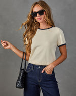 Plot Twist Knit Contrast Trim Short Sleeve Top