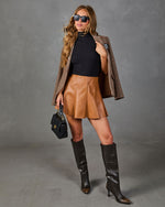 Ruben Pleated Faux Leather Mini Skirt