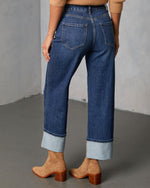 Dark Wash % Ashland Stretch Super High Rise Straight Jeans-4