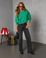 Green % Elouise Cropped Crewneck Sweater-2