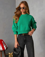 Green % Elouise Cropped Crewneck Sweater-6