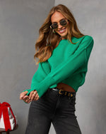 Green % Elouise Cropped Crewneck Sweater-5