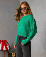 Green % Elouise Cropped Crewneck Sweater-3