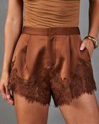 Audrie Satin Lace Trim Shorts
