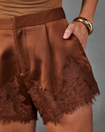 Audrie Satin Lace Trim Shorts