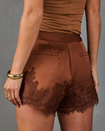 Audrie Satin Lace Trim Shorts