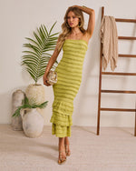 Written Softly Strapless Ruffle Maxi Dress