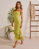 Written Softly Strapless Ruffle Maxi Dress