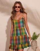 Solivra Shift Cotton Plaid Mini Dress