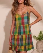 Solivra Shift Cotton Plaid Mini Dress