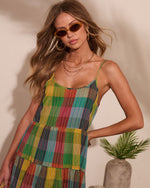 Solivra Shift Cotton Plaid Mini Dress