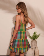 Solivra Shift Cotton Plaid Mini Dress