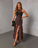 Edeita Bow Halter Maxi Dress