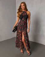 Edeita Bow Halter Maxi Dress