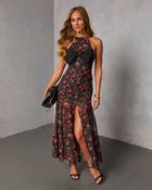 Edeita Bow Halter Maxi Dress