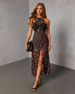 Edeita Bow Halter Maxi Dress
