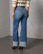 Jessina Cuffed Super Stretch Flare Jeans