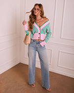 Light Breeze Knit Striped Cropped Cardigan