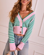 Light Breeze Knit Striped Cropped Cardigan